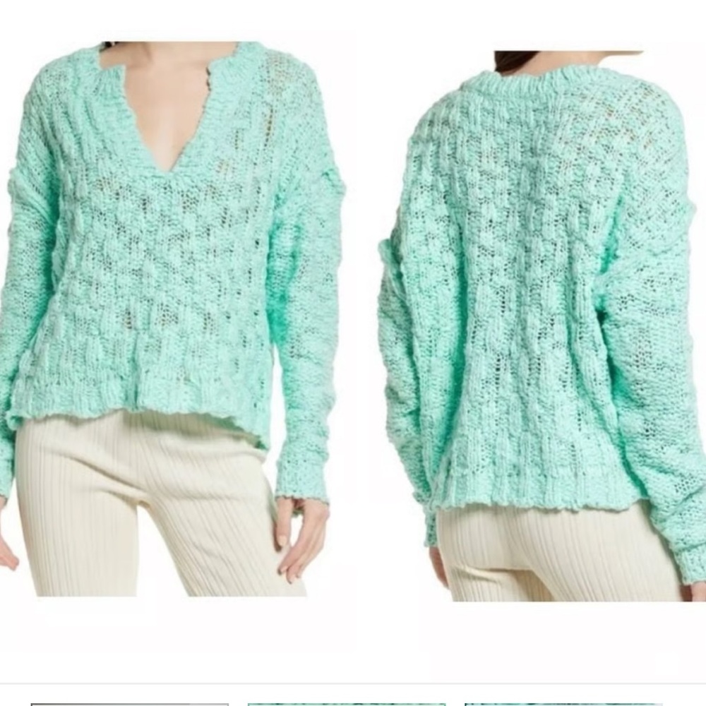 Free people good condition Mint Green Knit Sweater size XS